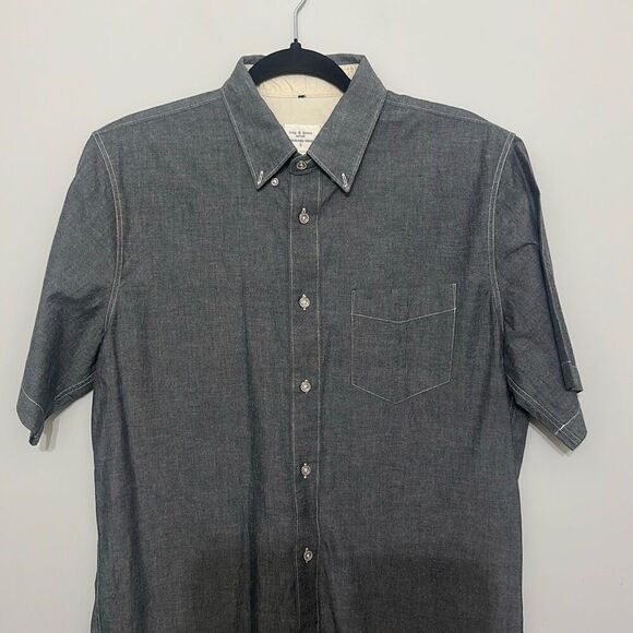 Rag & Bone Mens Gray Standard Issue 100% Cotton Button Down Shirt Size Medium - Picture 2 of 6